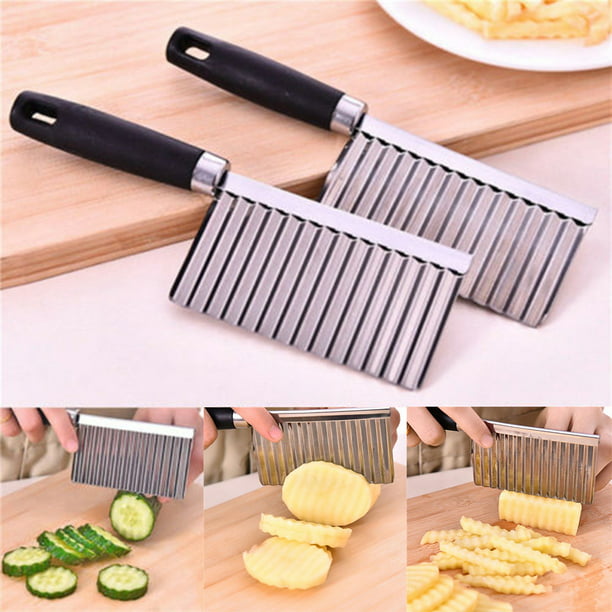 Kitchen Tools Stainless Steel Potato Wavy Cutter Chopper Vegetable Fruit Slicer 